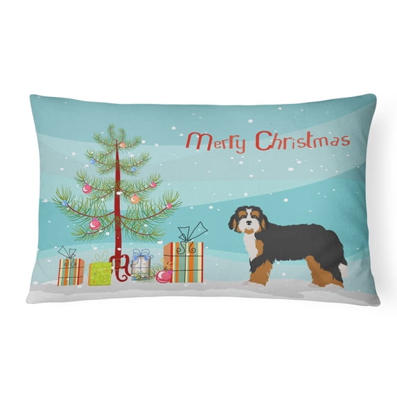 Carolines Treasures CK3804PW1216 Bernedoodle Christmas Tree Canvas Fabric Decorative Pillow, 12H x16W, multicolor