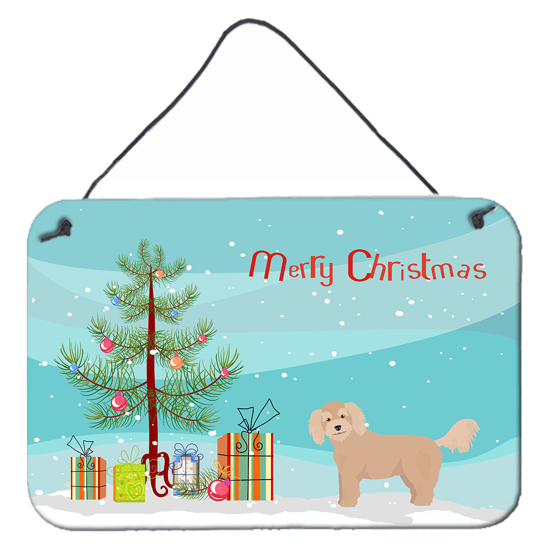Carolines Treasures CK3806DS812 Bichpoo Christmas Tree Wall or Door Hanging Prints 8x12 multicolor