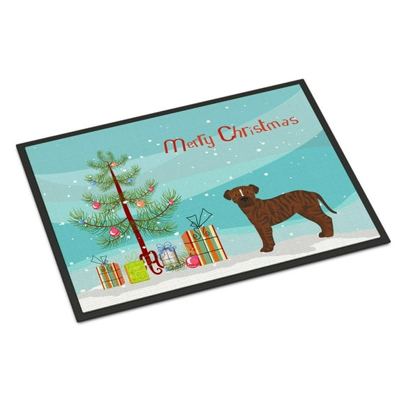 Carolines Treasures CK3809JMAT Bullboxer Christmas Tree Door Mat Indoor Rug or Outdoor Welcome Mat 24x36 Doormat 36"L x