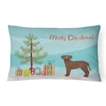 thumbnail image 1 of Carolines Treasures CK3809PW1216 Bullboxer Christmas Tree Canvas Fabric Decorative Pillow, 12H x16W, multicolor, 1 of 4