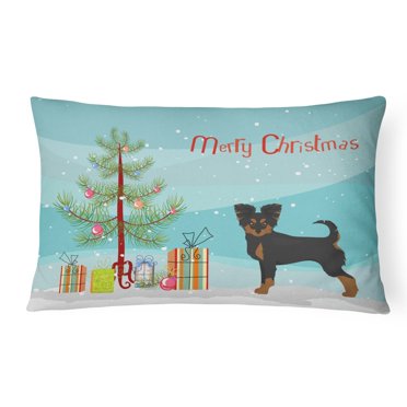 Carolines Treasures CK3813PW1216 Black and Tan Chion Christmas Tree Canvas Fabric Decorative Pillow, 12H x16W,