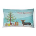thumbnail image 1 of Carolines Treasures CK3816PW1216 Black and Tan Chiweenie Christmas Tree Canvas Fabric Decorative Pillow, 12H x16W,, 1 of 4