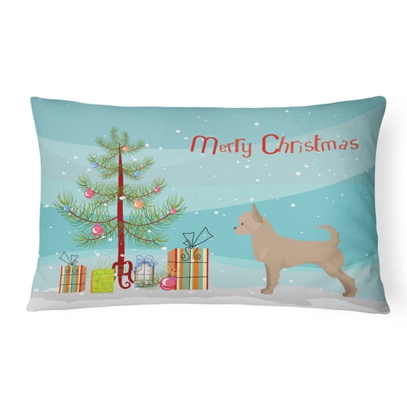 Carolines Treasures CK3818PW1216 Tan Chorkie Christmas Tree Canvas Fabric Decorative Pillow, 12H x16W, multicolor