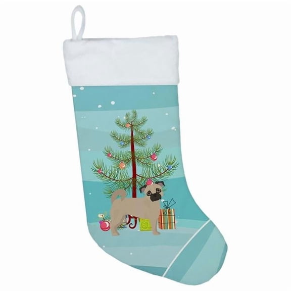 Caroline's Treasures Fawn Chug Multi-color Christmas Stocking, with Soft Suede Fabric 18"