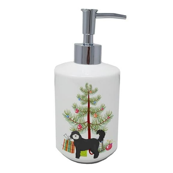 Carolines Treasures CK3823SOAP 7 x 3.5 in. Unisex Black Cockapoo Christmas Tree Ceramic Soap Dispenser