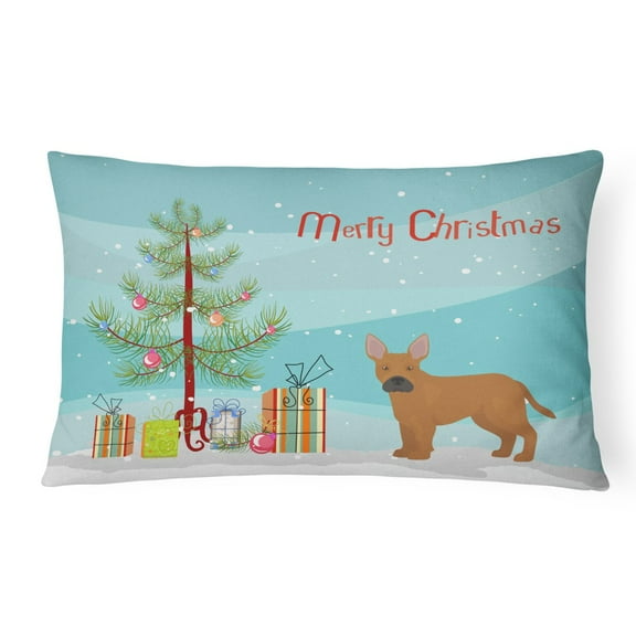 Carolines Treasures CK3828PW1216 Tan French Bulldog Pit Bull Mix Christmas Tree Canvas Fabric Decorative Pillow, 12H