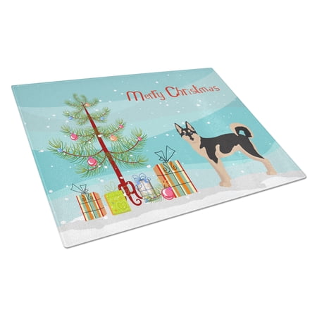 Carolines Treasures CK3831LCB Gerberian Shepsky 2 Christmas Tree Glass Cutting Board Large, 12H x 16W, multicolor