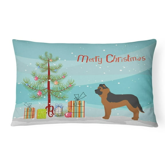 Carolines Treasures CK3833PW1216 Black German Shepherd Mastiff Mix Christmas Tree Canvas Fabric Decorative Pillow, 12H