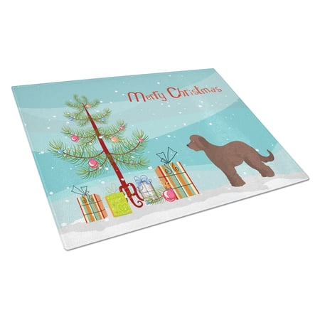 Carolines Treasures CK3838LCB Brown Goldendoodle Christmas Tree Glass Cutting Board Large, 12H x 16W, multicolor