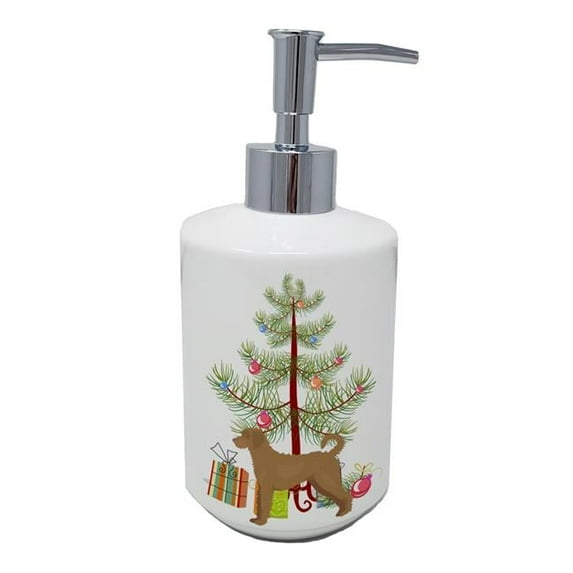 Carolines Treasures CK3846SOAP 7 x 3.5 in. Unisex Tan Labradoodle Christmas Tree Ceramic Soap Dispenser