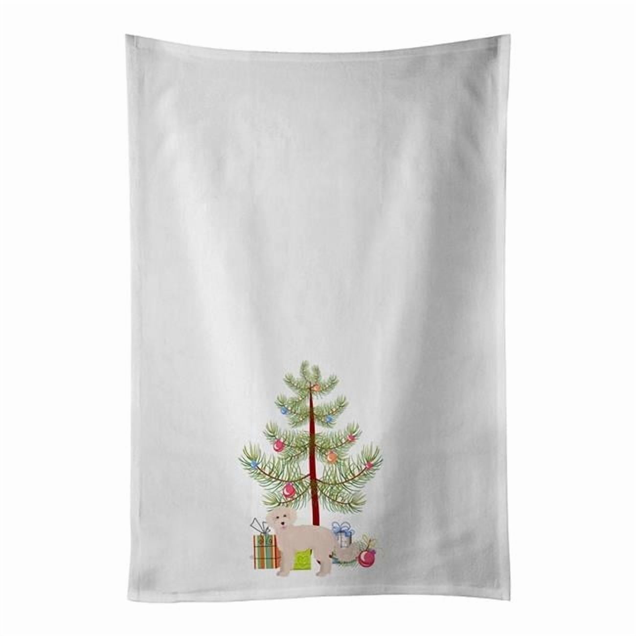 Carolines Treasures CK3854WTKT 28 x 19 in. Unisex Maltipoo Christmas Tree White Dish Towels Kitchen Towel - Set of 2