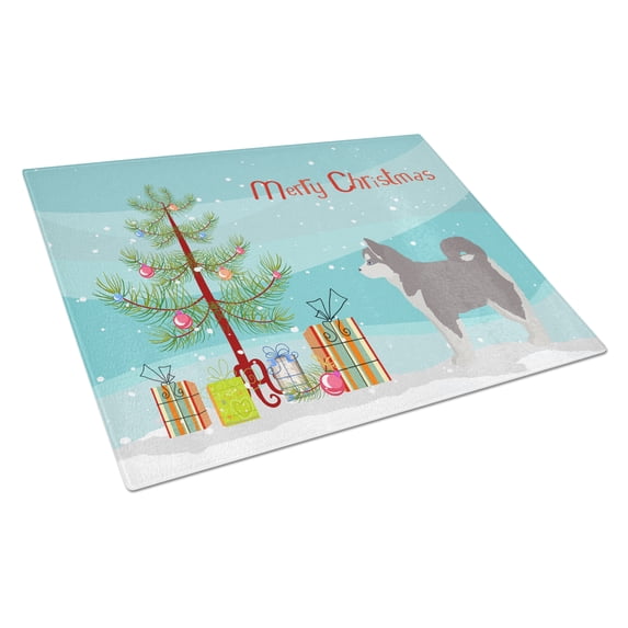 Carolines Treasures CK3862LCB Pomsky 2 Christmas Tree Glass Cutting Board Large, 12H x 16W, multicolor
