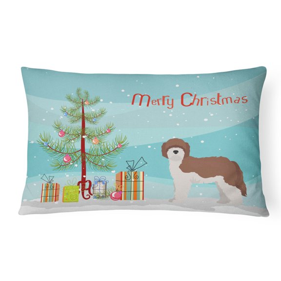 Carolines Treasures CK3867PW1216 Sheepadoodle Christmas Tree Canvas Fabric Decorative Pillow, 12H x16W, multicolor