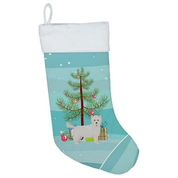 Caroline's Treasures Westiepoo 2 Multi-color Christmas Stocking, with Soft Suede Fabric 18"