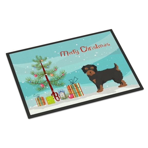 Carolines Treasures CK3882MAT Yorkiepoo 1 Christmas Tree Door Mat Indoor Rug or Outdoor Welcome Mat 18x27 Doormat 27"L x
