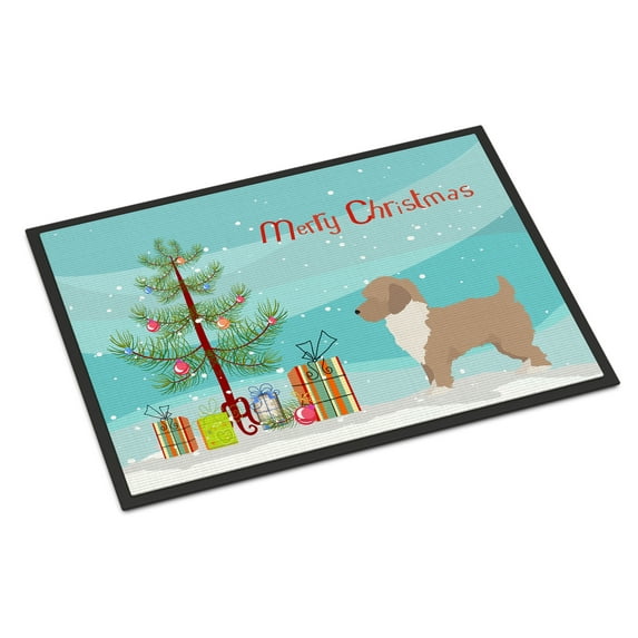 Carolines Treasures CK3883MAT Yorkiepoo 2 Christmas Tree Door Mat Indoor Rug or Outdoor Welcome Mat 18x27 Doormat 27"L x