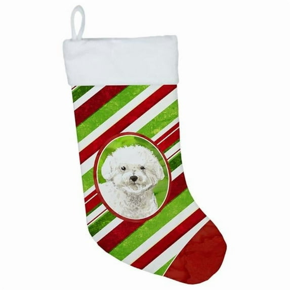 Carolines Treasures CK4106CS Bichon Frise Christmas Candy Stripe Christmas Stocking