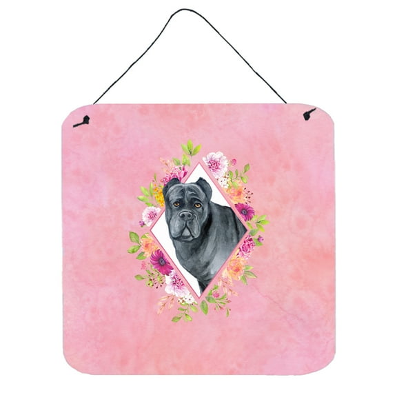 Carolines Treasures CK4125DS66 Cane Corso Pink Flowers Wall or Door Hanging Prints 6x6 multicolor
