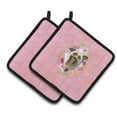 thumbnail image 1 of Chinese Crested Pink Flowers Pair of Pot Holders, 1 of 4