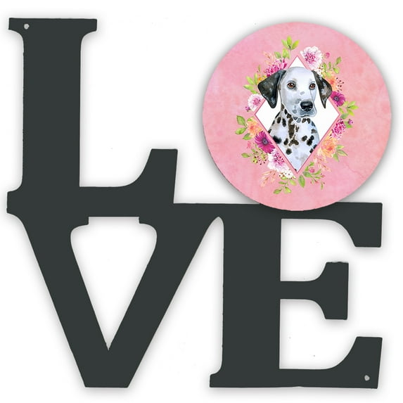 Carolines Treasures CK4136WALV Dalmatian Puppy Pink Flowers Metal Wall Artwork LOVE 12X12 multicolor