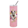 thumbnail image 1 of Carolines Treasures CK4139TBL20 Eastern German Shepherd Pink Flowers Stainless Steel 20 oz Skinny Tumbler 20 oz, 1 of 4