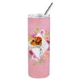 thumbnail image 1 of Carolines Treasures CK4142TBL20 Jack Russell Terrier Design2 Pink Flowers Stainless Steel 20 oz Skinny Tumbler 20 oz, 1 of 3
