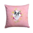 thumbnail image 1 of Carolines Treasures CK4143PW1414 French Bulldog Pink Flowers Fabric Decorative Pillow  14Hx14W multicolor, 1 of 4