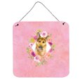 thumbnail image 1 of Carolines Treasures CK4147DS66 German Shepherd Design2 Pink Flowers Wall or Door Hanging Prints 6x6 multicolor, 1 of 1
