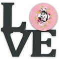 thumbnail image 1 of Siberian Husky #1 Pink Flowers Metal Wall Artwork LOVE, 1 of 2