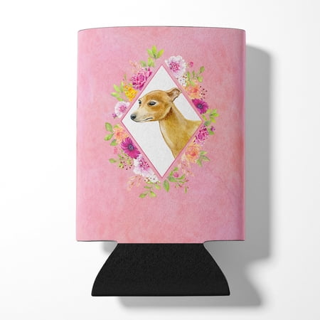 Carolines Treasures CK4154CC Italian Greyhound Pink Flowers Can or Bottle Hugger Can Hugger multicolor