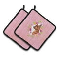 thumbnail image 1 of Carolines Treasures CK4161PTHD Miniature Pinscher Pink Flowers Pair of Pot Holders 7.5HX7.5W multicolor, 1 of 4