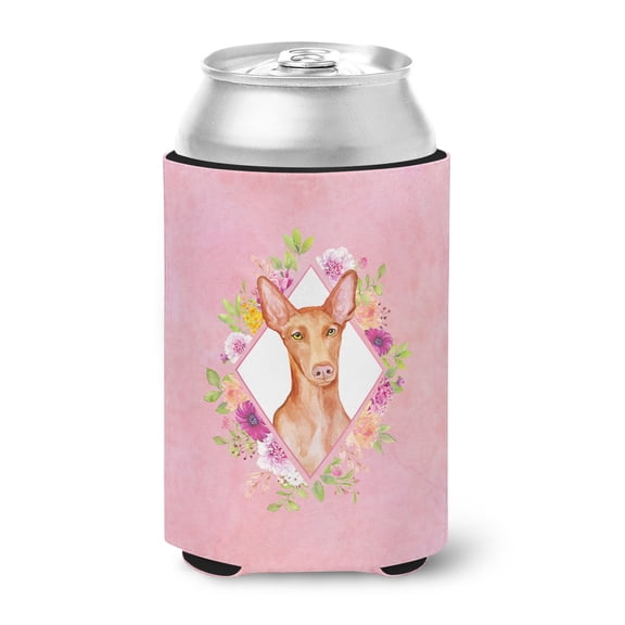 Carolines Treasures CK4168CC Pharaoh Hound Pink Flowers Can or Bottle Hugger Can Hugger multicolor