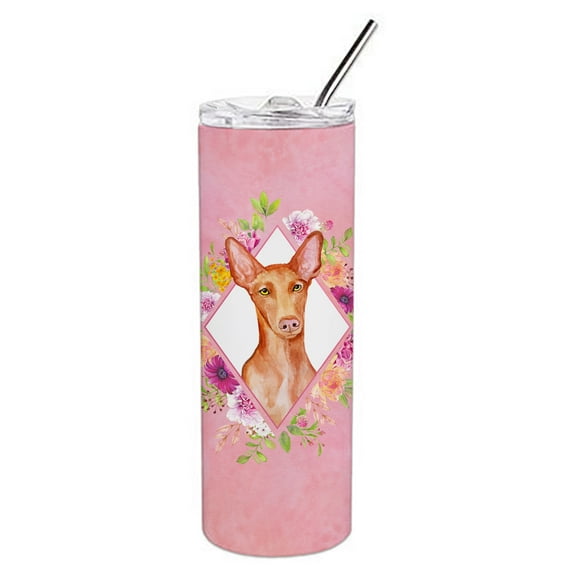Carolines Treasures CK4168TBL20 Pharaoh Hound Pink Flowers Stainless Steel 20 oz Skinny Tumbler 20 oz multicolor