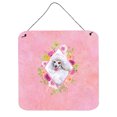 thumbnail image 1 of Carolines Treasures CK4172DS66 White Mini Poodle Pink Flowers Wall or Door Hanging Prints 6x6 multicolor, 1 of 1
