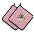 thumbnail image 1 of Saint Bernard #2 Pink Flowers Pair of Pot Holders, 1 of 4
