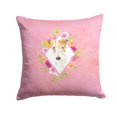 thumbnail image 1 of Carolines Treasures CK4199PW1414 Fox Terrier Pink Flowers Fabric Decorative Pillow  14Hx14W multicolor, 1 of 4