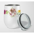 thumbnail image 1 of Carolines Treasures CK4208TBL12 Staffie Bull Terrier Pink Flowers Stainless Steel 12 oz Stemless Wine Glass 12 oz, 1 of 4