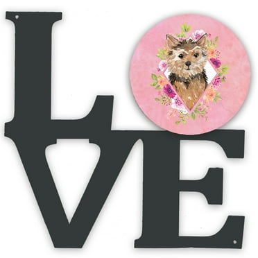 Carolines Treasures CK4220WALV Norwich Terrier Pink Flowers Metal Wall Artwork LOVE 12X12 multicolor