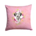 thumbnail image 1 of Carolines Treasures CK4242PW1414 Dalmatian Pink Flowers Fabric Decorative Pillow  14Hx14W multicolor, 1 of 4