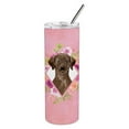 thumbnail image 1 of Carolines Treasures CK4251TBL20 Chocolate Labrador Pink Flowers Stainless Steel 20 oz Skinny Tumbler 20 oz multicolor, 1 of 4