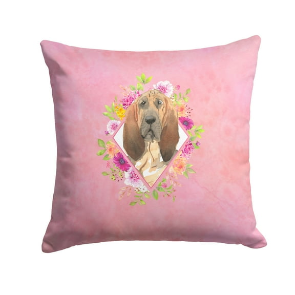 Bloodhound Pink Flowers Fabric Decorative Pillow