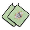 thumbnail image 1 of Carolines Treasures CK4272PTHD Alaskan Malamute Green Flowers Pair of Pot Holders 7.5HX7.5W multicolor, 1 of 4