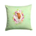 thumbnail image 1 of Carolines Treasures CK4286PW1414 Cavalier King Charles Spaniel Green Flowers Fabric Decorative Pillow  14Hx14W, 1 of 4
