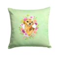 thumbnail image 1 of Carolines Treasures CK4288PW1414 Chihuahua 1 Green Flowers Fabric Decorative Pillow  14Hx14W multicolor, 1 of 4