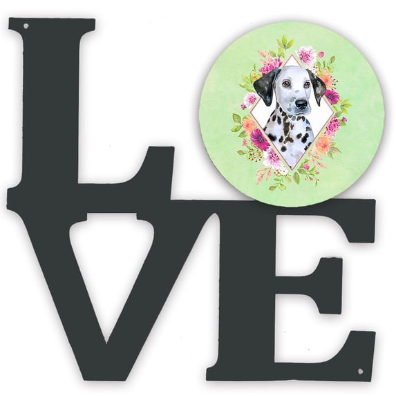 Carolines Treasures CK4296WALV Dalmatian Puppy Green Flowers Metal Wall Artwork LOVE 12X12 multicolor