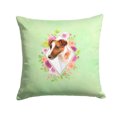 thumbnail image 1 of Carolines Treasures CK4301PW1414 Jack Russell Terrier Green Flowers Fabric Decorative Pillow  14Hx14W multicolor, 1 of 4