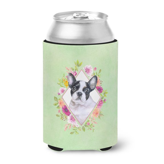 Carolines Treasures CK4303CC French Bulldog Green Flowers Can or Bottle Hugger Can Hugger multicolor