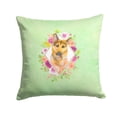 thumbnail image 1 of Carolines Treasures CK4307PW1414 German Shepherd 2 Green Flowers Fabric Decorative Pillow  14Hx14W multicolor, 1 of 4