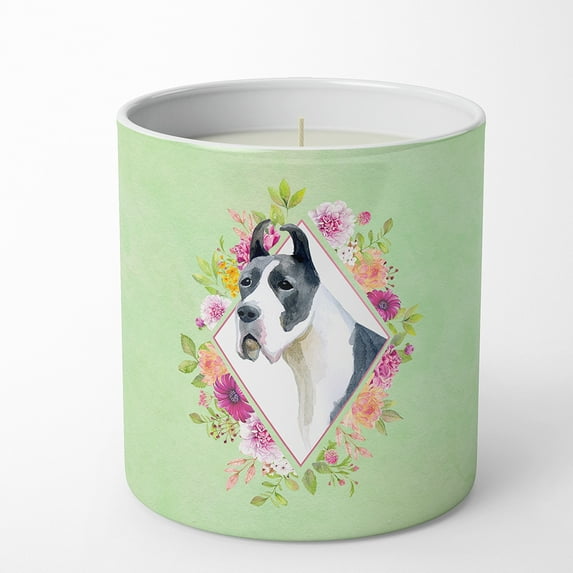 Carolines Treasures CK4310CDL Great Dane Soy Candle 10 oz Decorative Gift Scented Soy Candles for Home Green Flowers 10