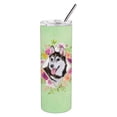 thumbnail image 1 of Carolines Treasures CK4311TBL20 Siberian Husky Design1 Green Flowers Stainless Steel 20 oz Skinny Tumbler 20 oz, 1 of 3